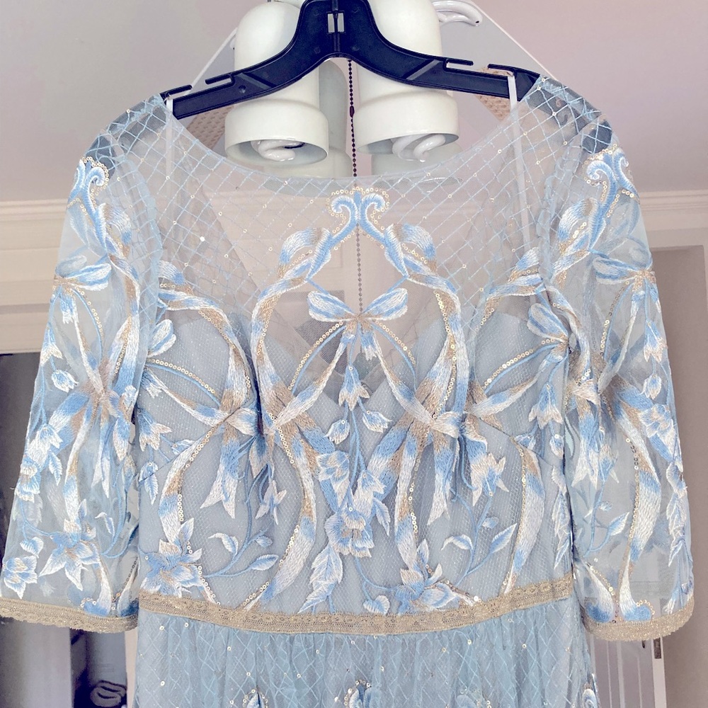 Light blue Marchesa Notte embroidered gown with tags